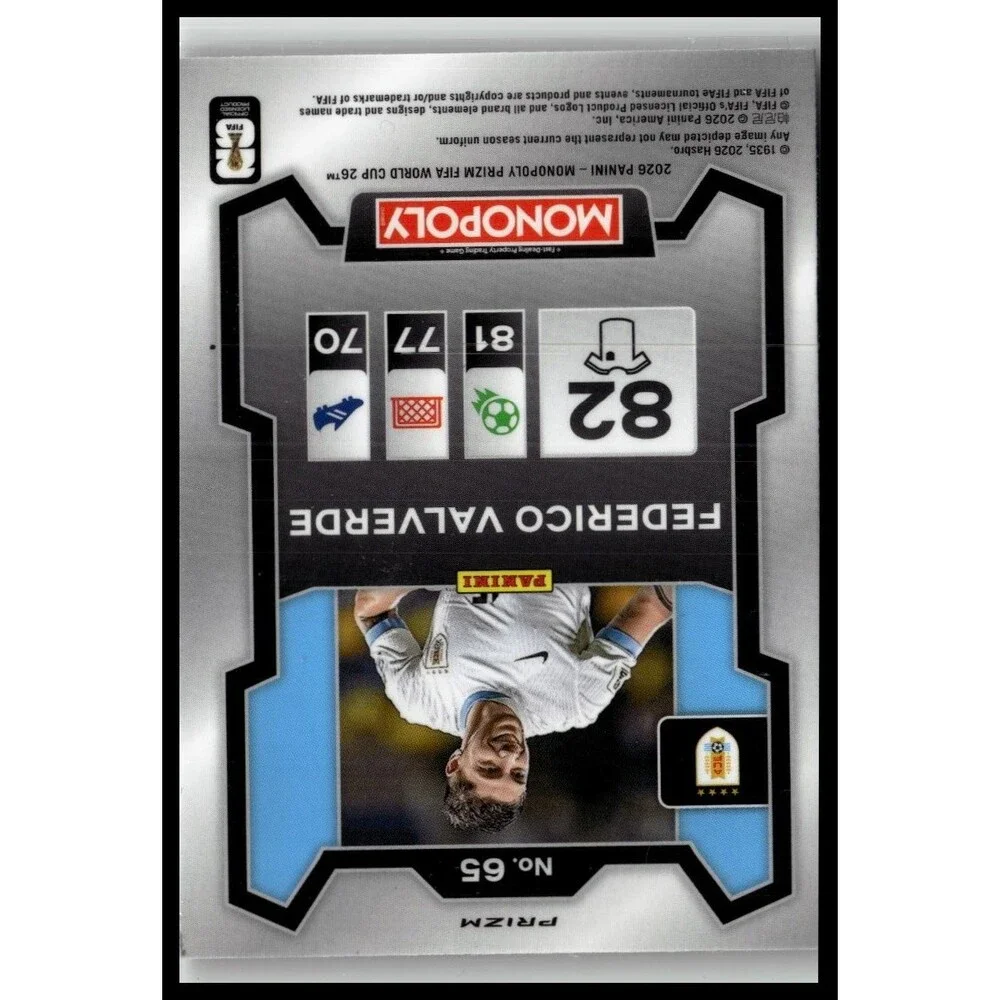 2026 Panini Prizm Monopoly FIFA Cup Federico Valverde #65 Uruguay Red Prizms